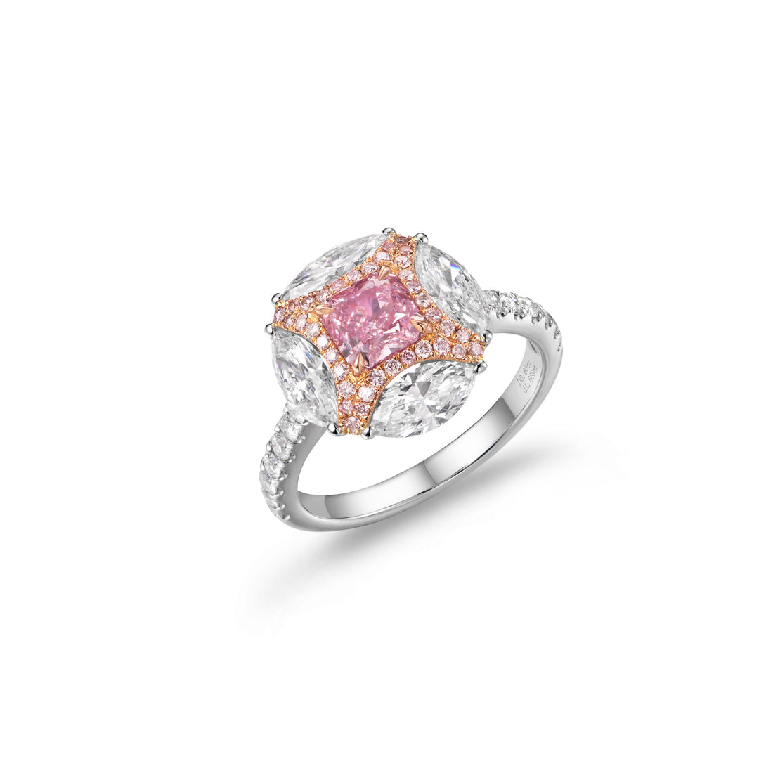 Bubble Gum Pink Diamond Ring in 18K White Gold