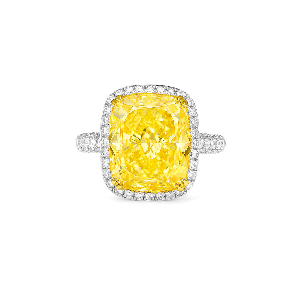 Cushion Cut Fancy Light Yellow Diamond Ring in 18K Yellow Gold