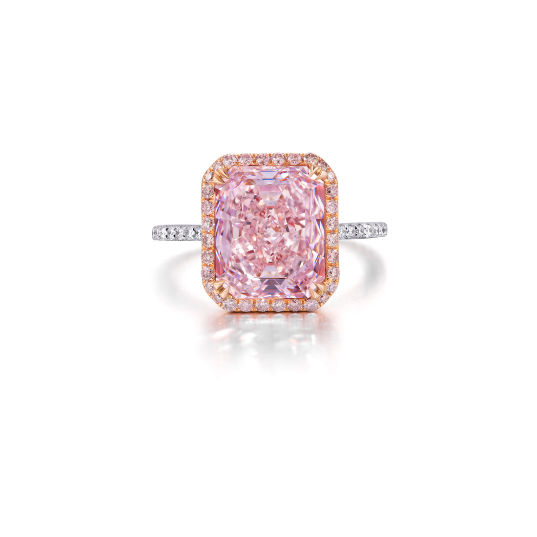 Radiant Cut Pink Diamond Ring in 18K White Gold