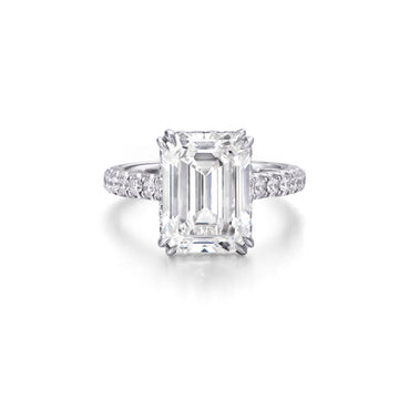 5ct Emerald Cut Engagement Ring in 18K White Gold