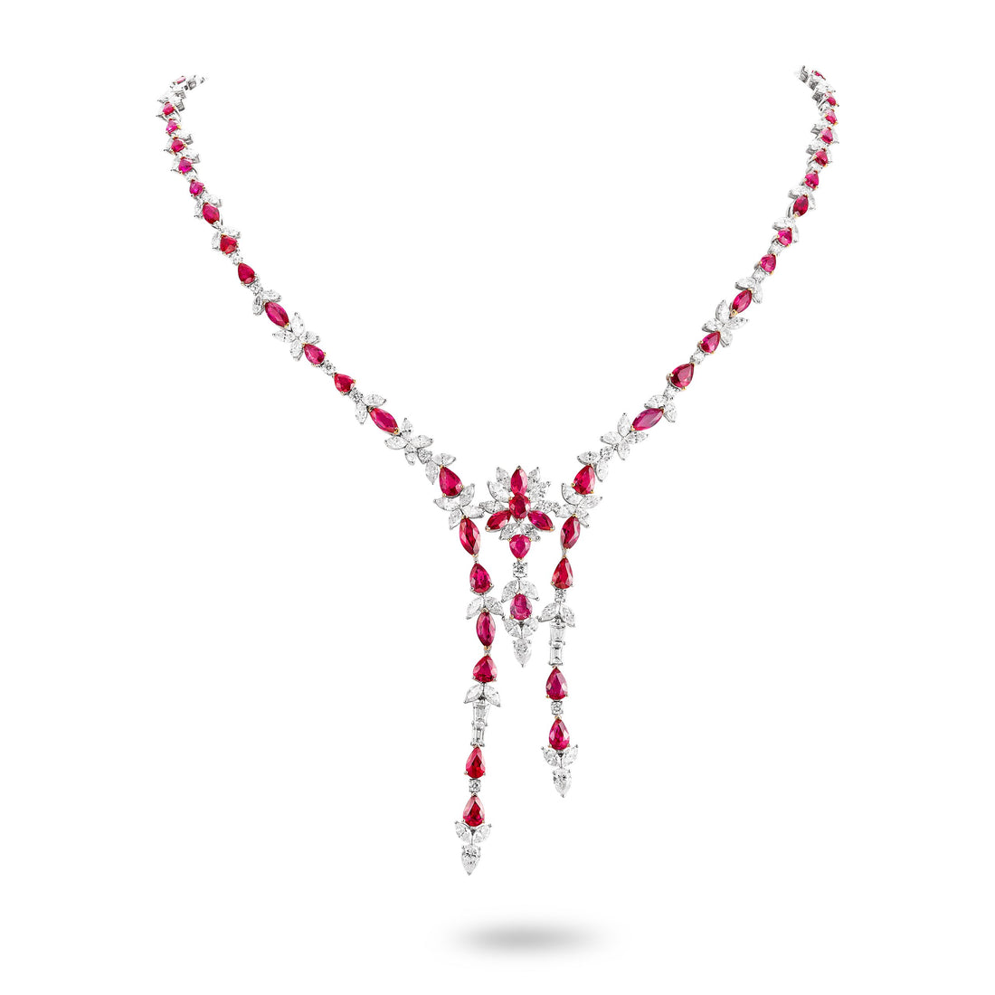 Burmese Ruby and Diamond Necklace in 18K Gold – Guild Certified