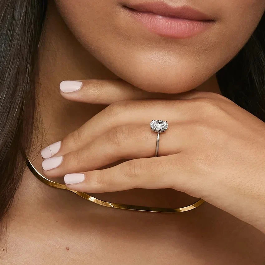 1 Carat Natural Cushion Diamond Engagement Ring in 18K White Gold - GIA / HRD Certified