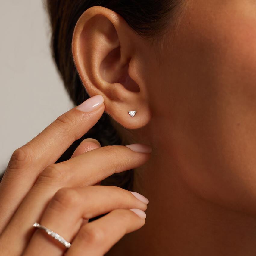 Heart Cut Natural Diamond Diamond Stud Earrings White Gold 18k