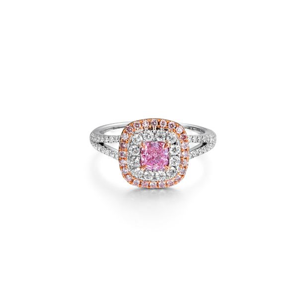 Cushion Cut Pink Diamond Ring in 18K White Gold