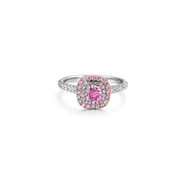 Cushion Cut Pink Diamond Ring in 18K White Gold
