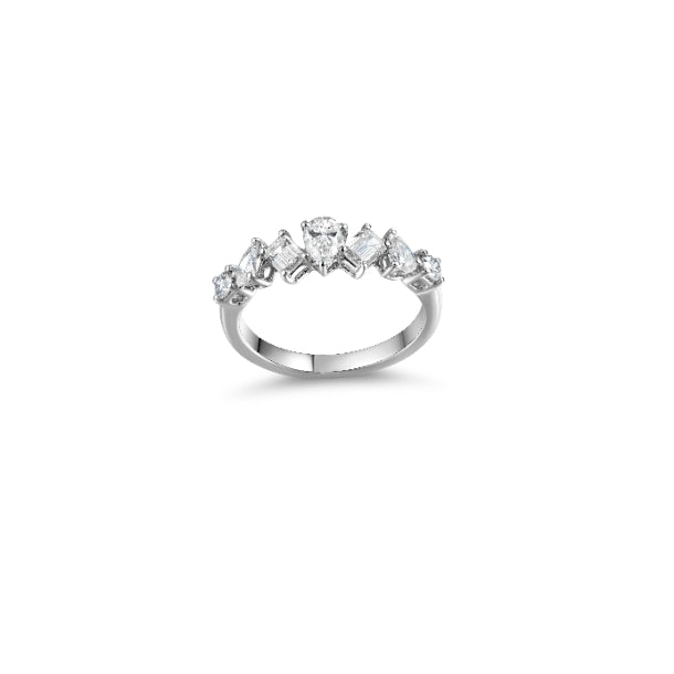 Multishaped Diamond Half Eternity Ring in 18K White Gold