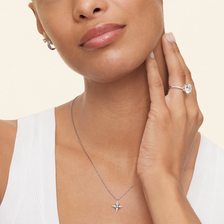 1 Carat Natural Princess Diamond Engagement Ring in 18K White Gold - Pave Setting - GIA / HRD Certified