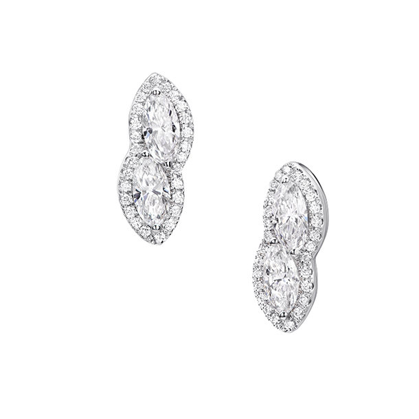 Marquise Double Diamond Earrings in 18K White Gold