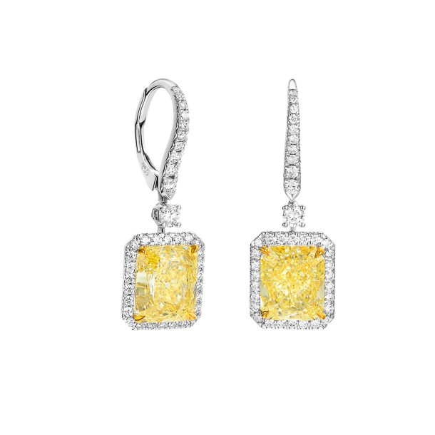 Yellow Diamond Drop Earrings in 18K Gold