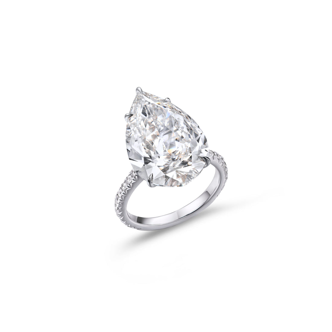 Pear Shape Diamond Ring in 18K White Gold