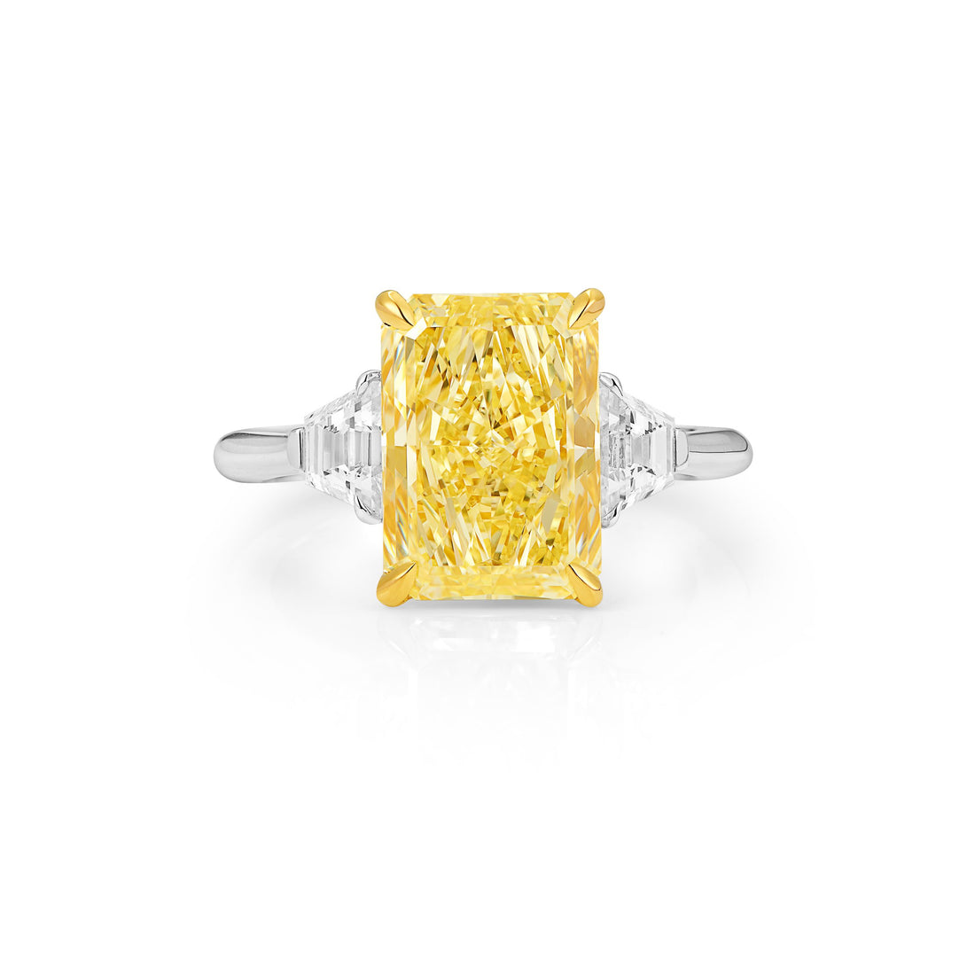 Radiant Cut Fancy Light Yellow Diamond Ring in 18K Yellow Gold