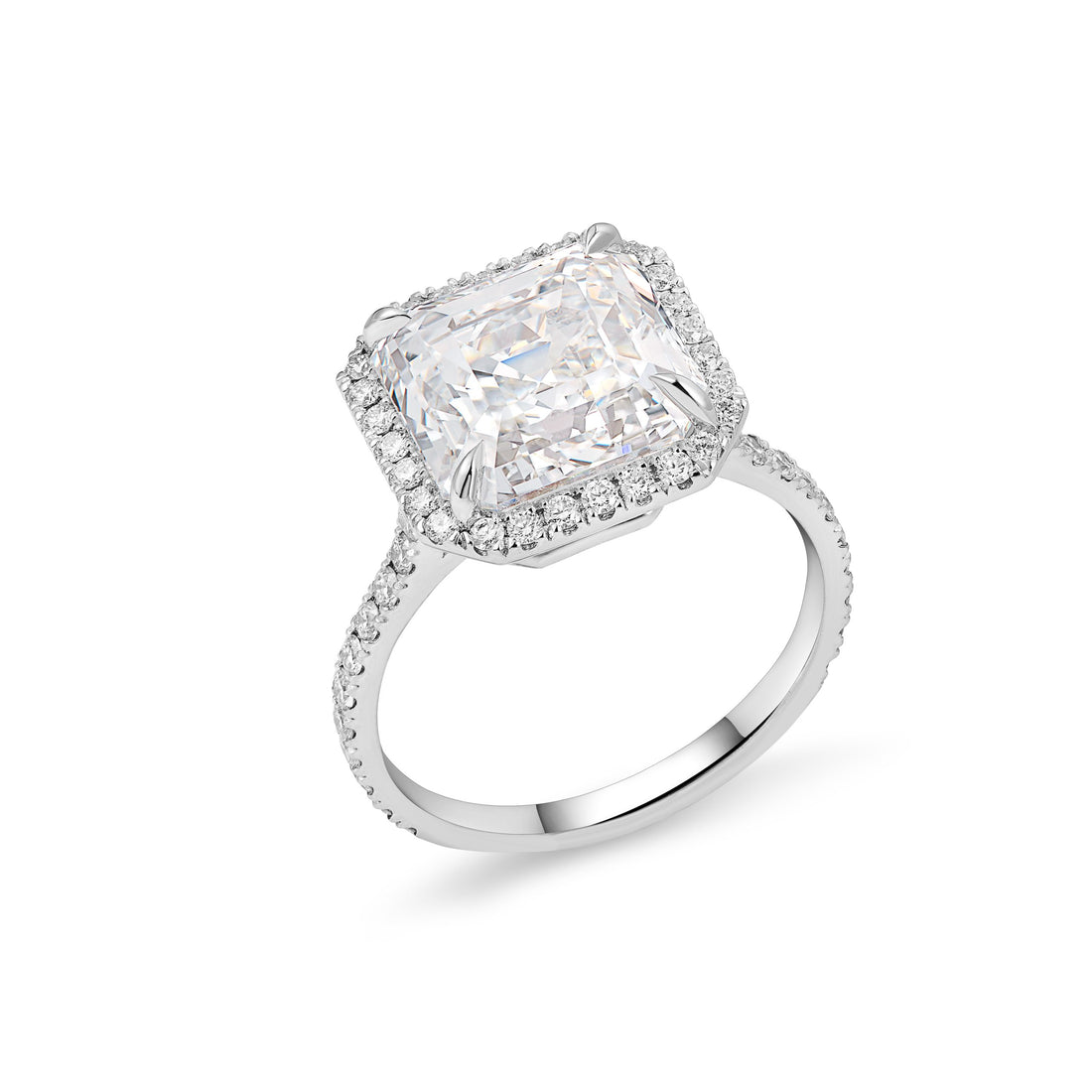 Asscher Cut Diamond Ring in Platinum
