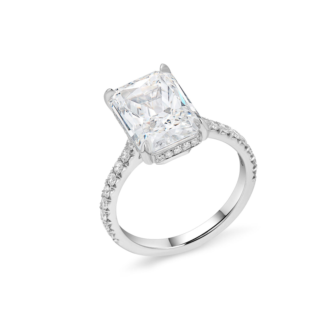Radiant Cut Diamond Ring in 18K White Gold