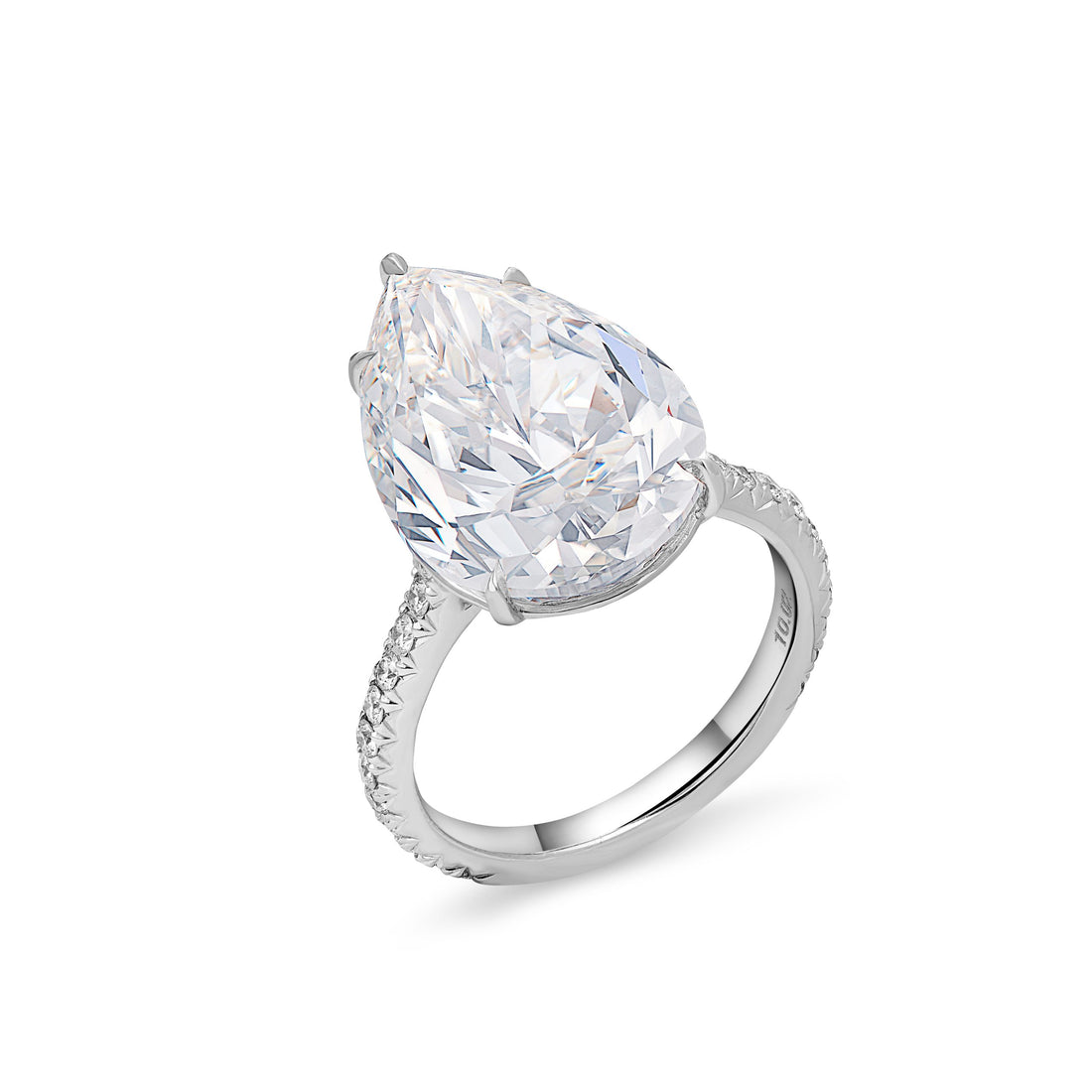 6ct Pear Shape Diamond Ring in 18K White Gold