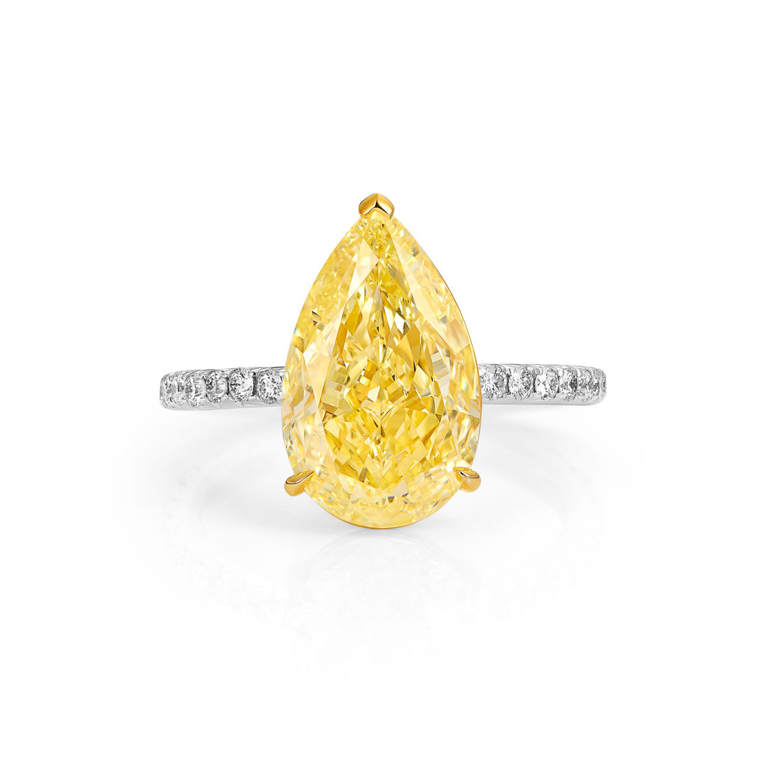 5ct Pear Shape Fancy Yellow Diamond Ring in 18K Yellow Gold