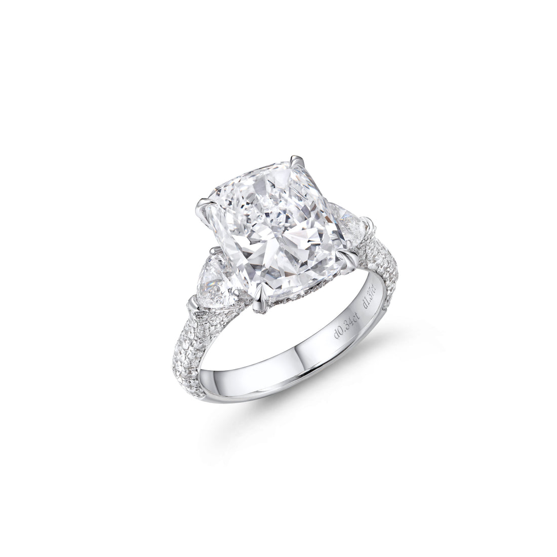 5ct Elongated Cushion Cut Diamond Ring with Gemma Design in 18K White Gold