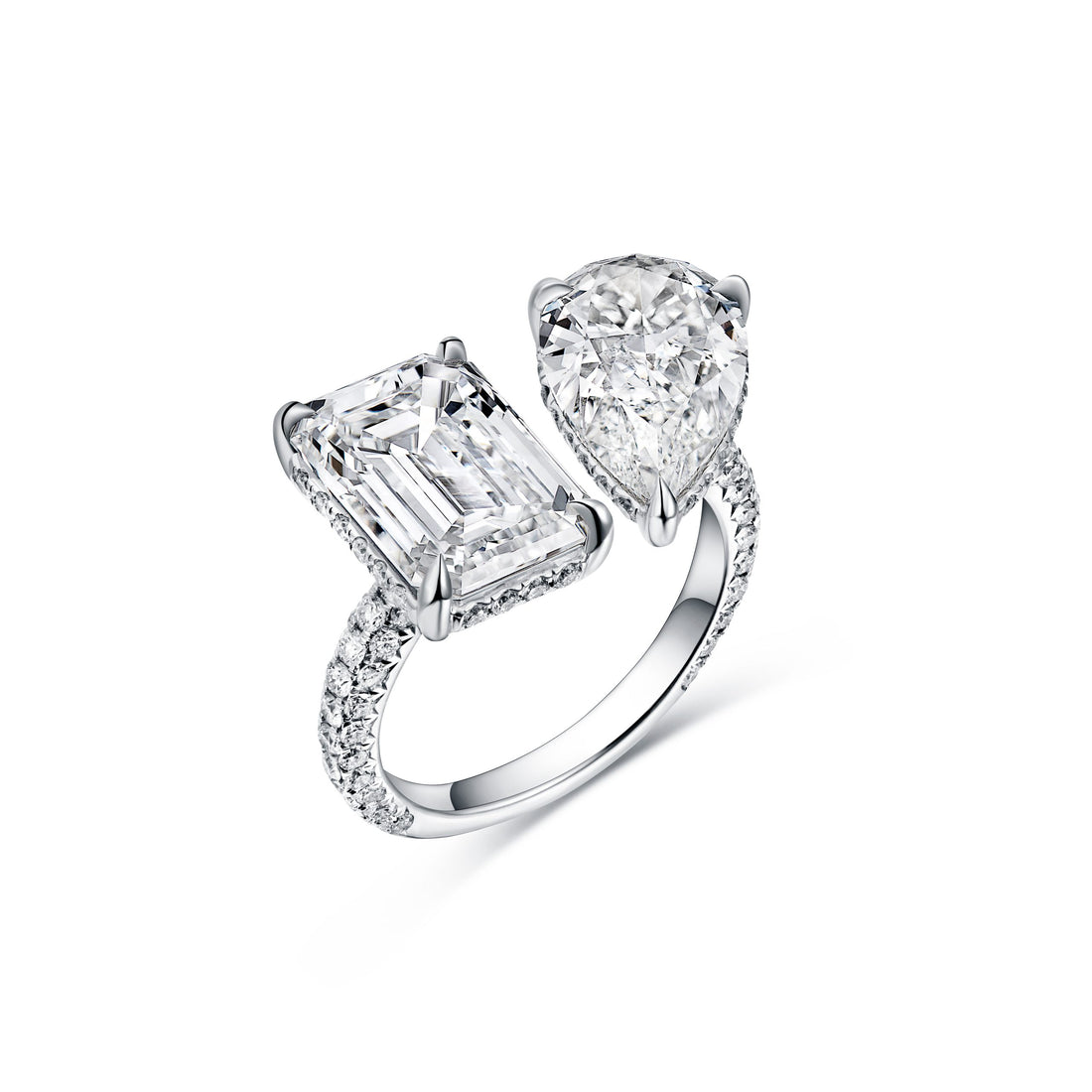 Toi et Moi Diamond Ring in 18K White Gold