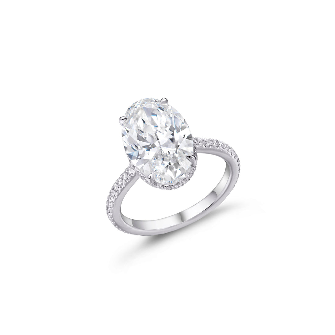 4ct Oval Shape Diamond Engagement Ring in 18K White Gold