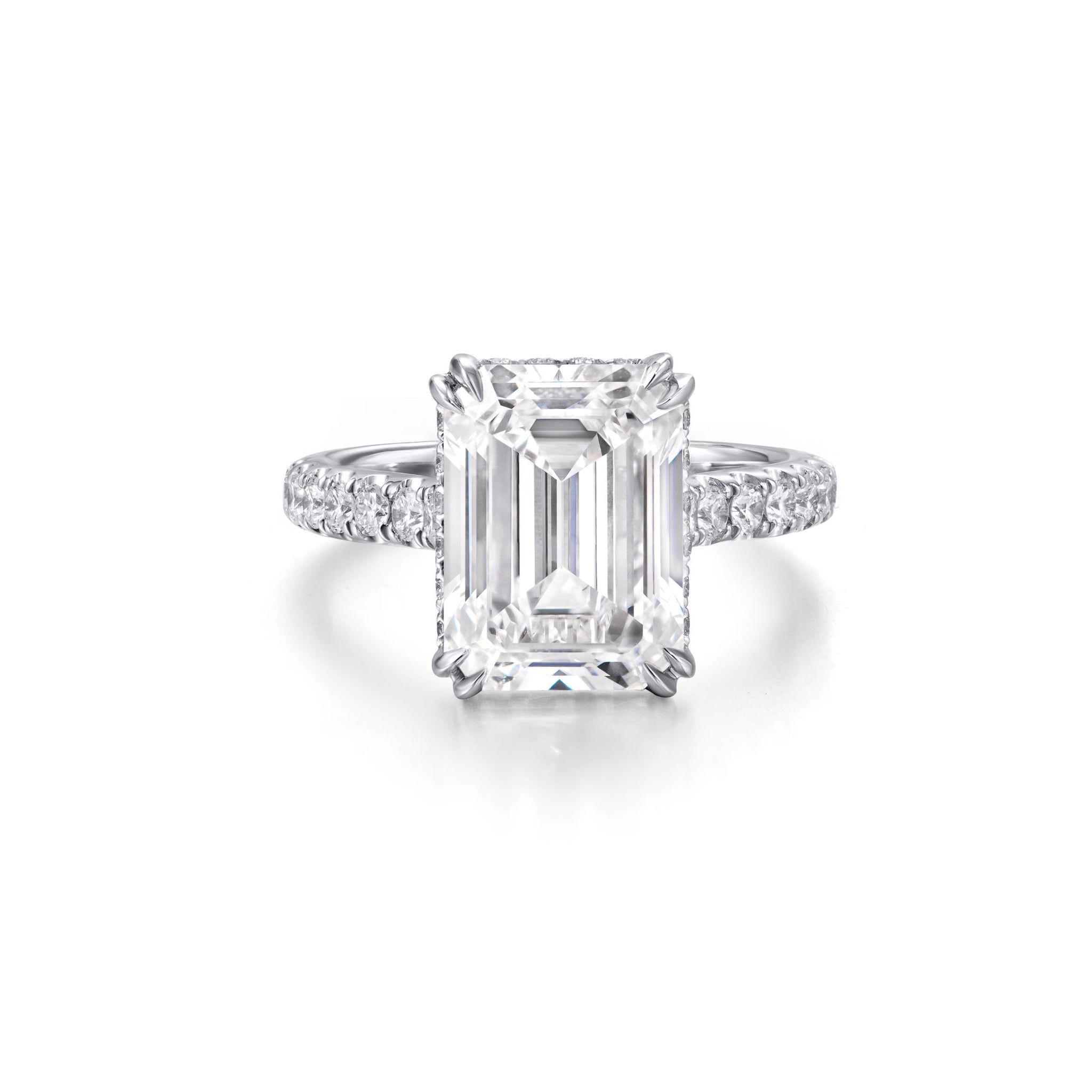 5ct Emerald Cut Engagement Ring in 18K White Gold