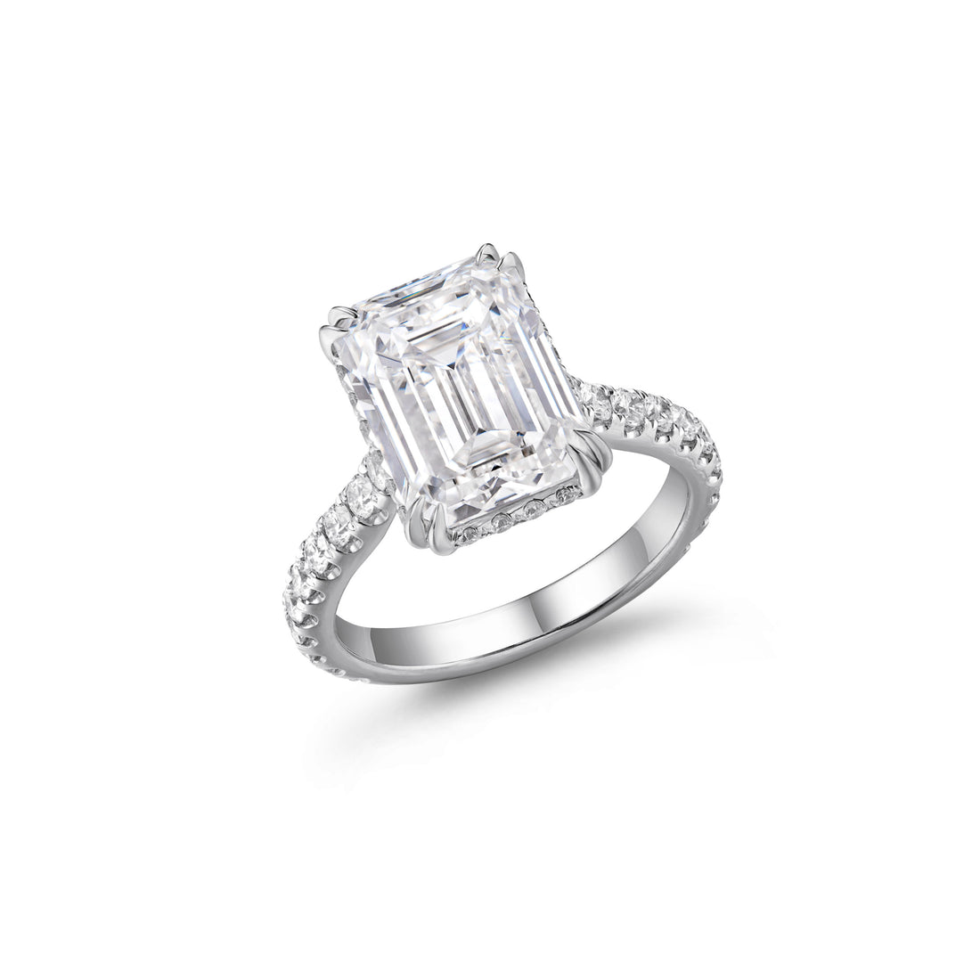 5ct Emerald Cut Engagement Ring in 18K White Gold