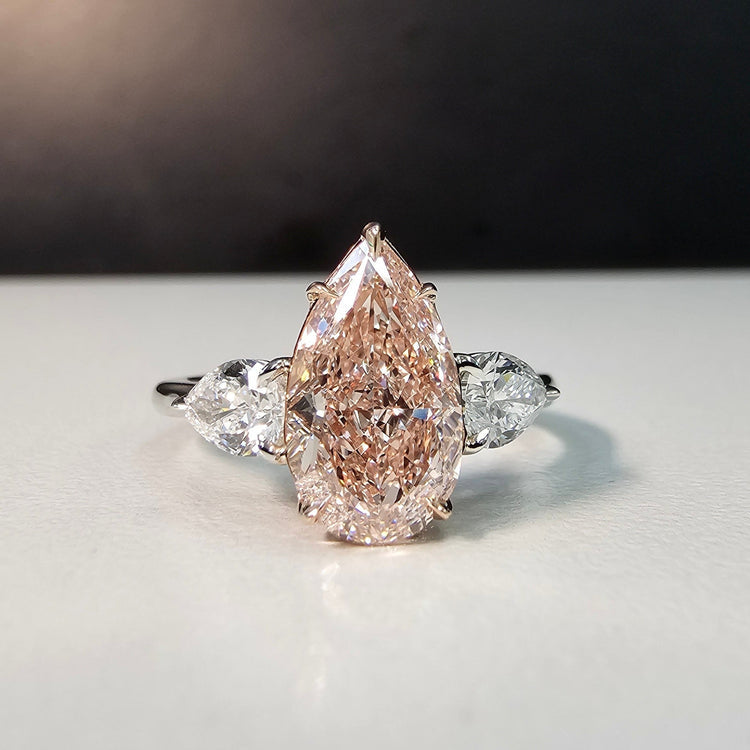 Pink Pear Shape Diamond Engagement Ring