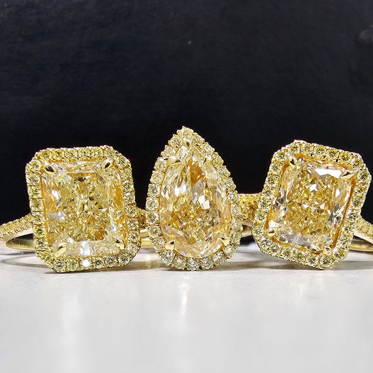 All Yellow Halo Radiant Diamond Engagement Ring