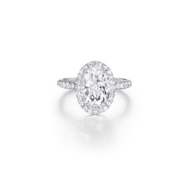 Oval Shape Diamond Solitaire Ring in 18K White Gold