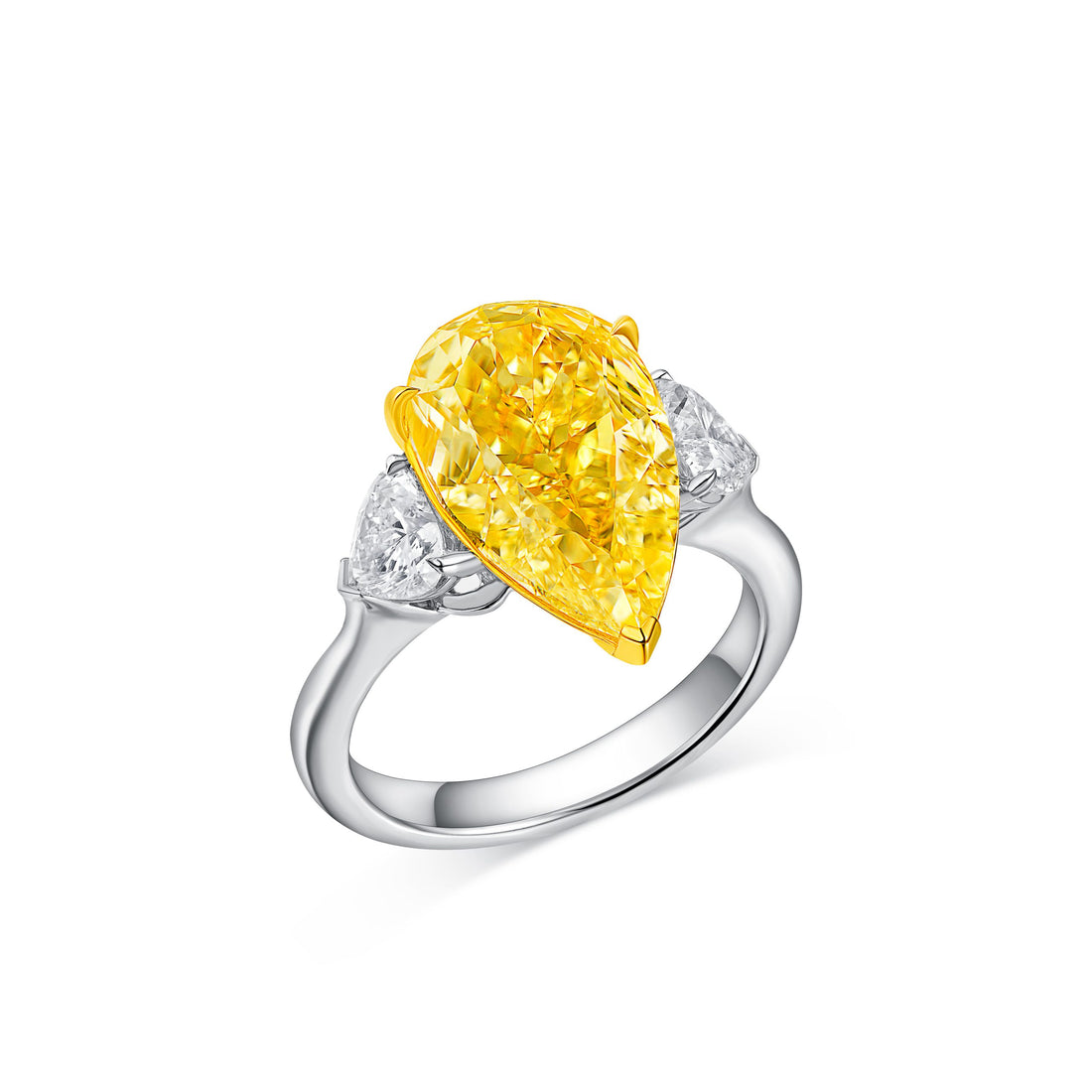 5ct Pear Shape Fancy Light Yellow Diamond Ring in 18K Yellow Gold
