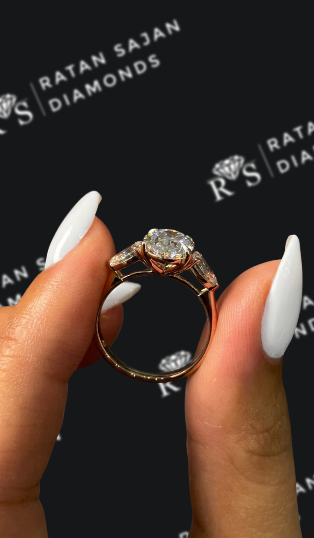 2.5 Carat Lab-Grown Trilogy Engagement Ring - Oval Diamond