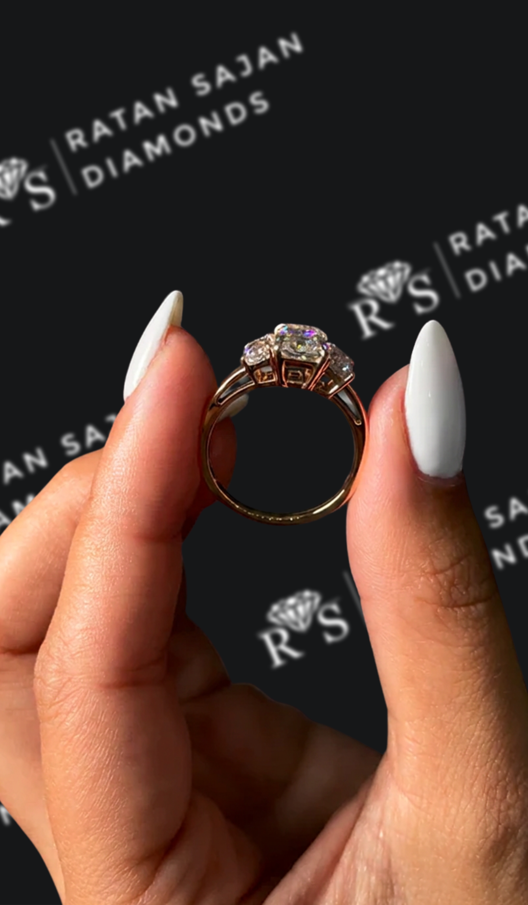 1.5 Carat Natural Trilogy Engagement Ring - Radiant Diamond