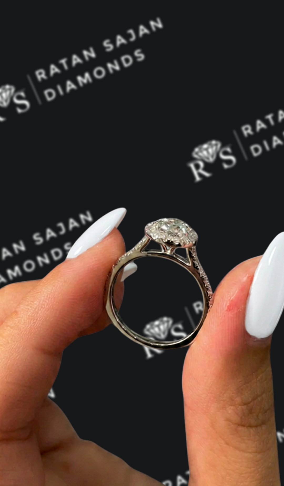1 Carat Halo Engagement Ring - Pear Diamond