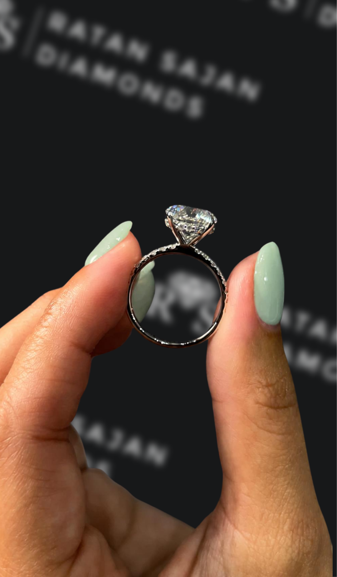 3 Carat Diamond Band Engagement Ring - Round Diamond
