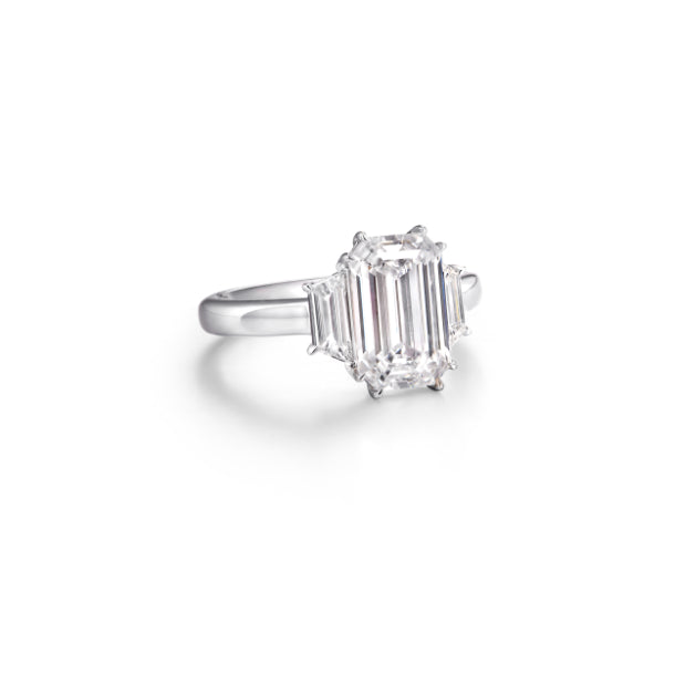 Emerald Cut Diamond Ring in 18K White Gold