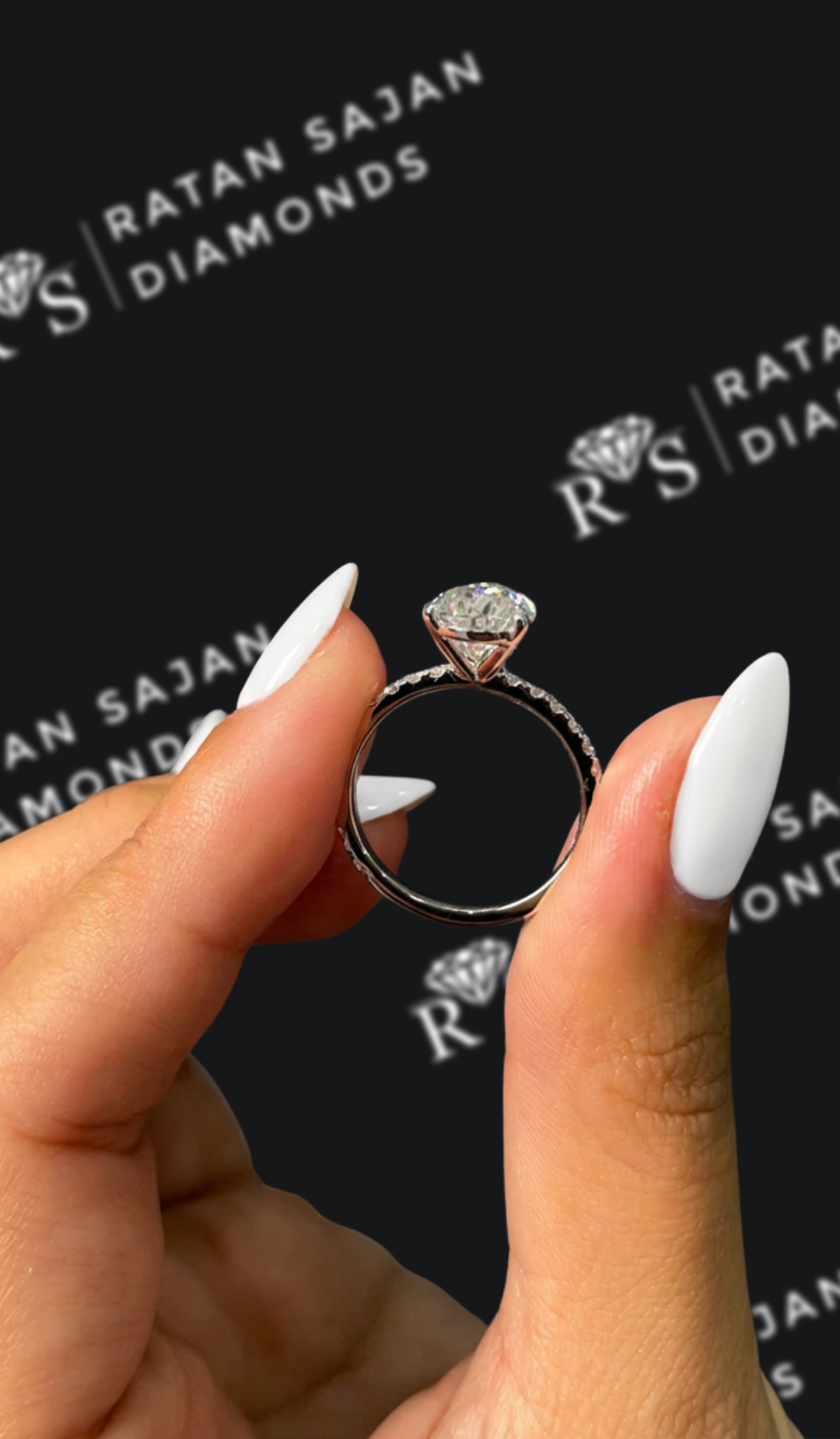 2 Carat Diamond Band Engagement Ring - Pear Diamond