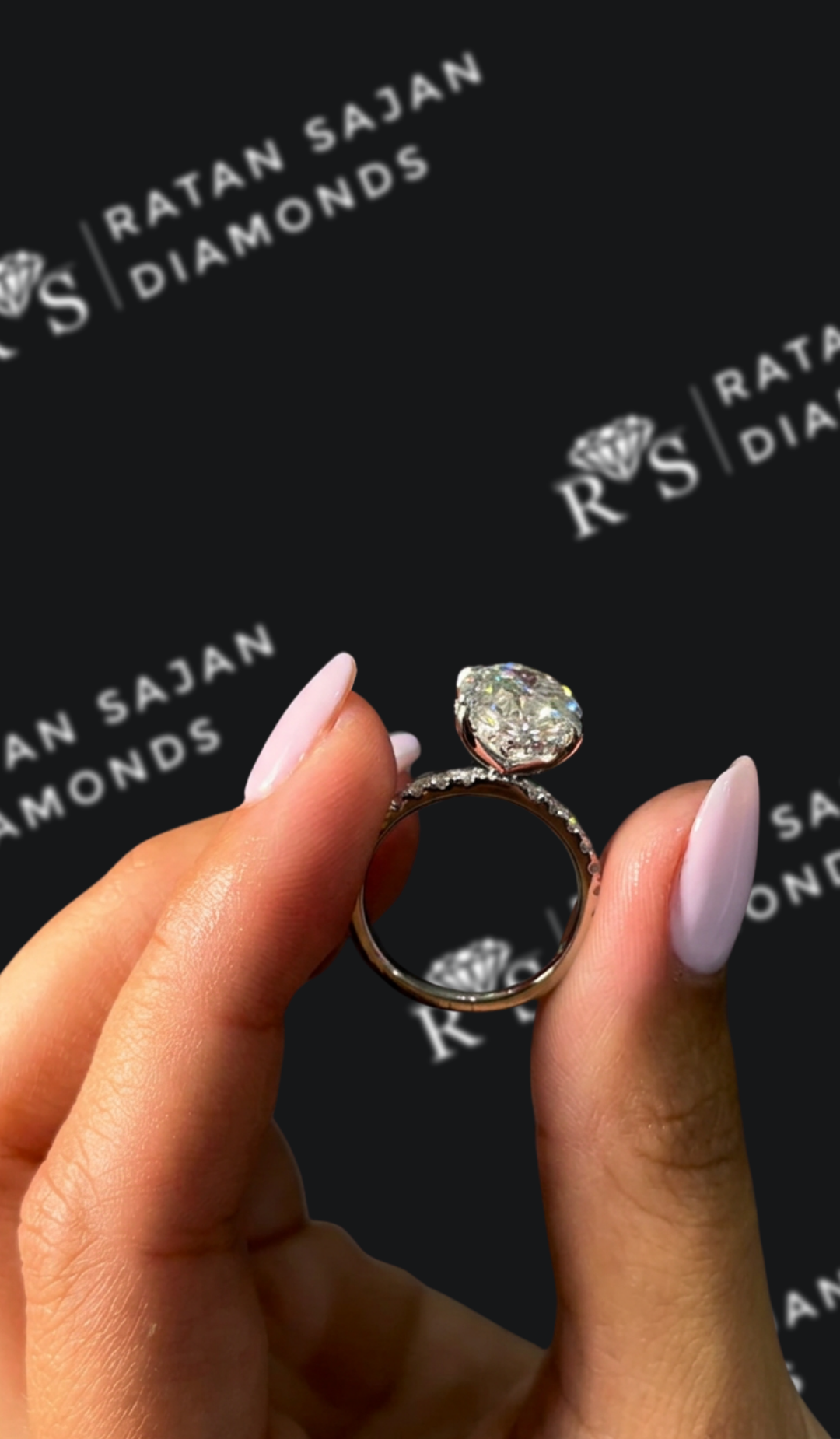 3 Carat Diamond Band Engagement Ring - Oval Diamond