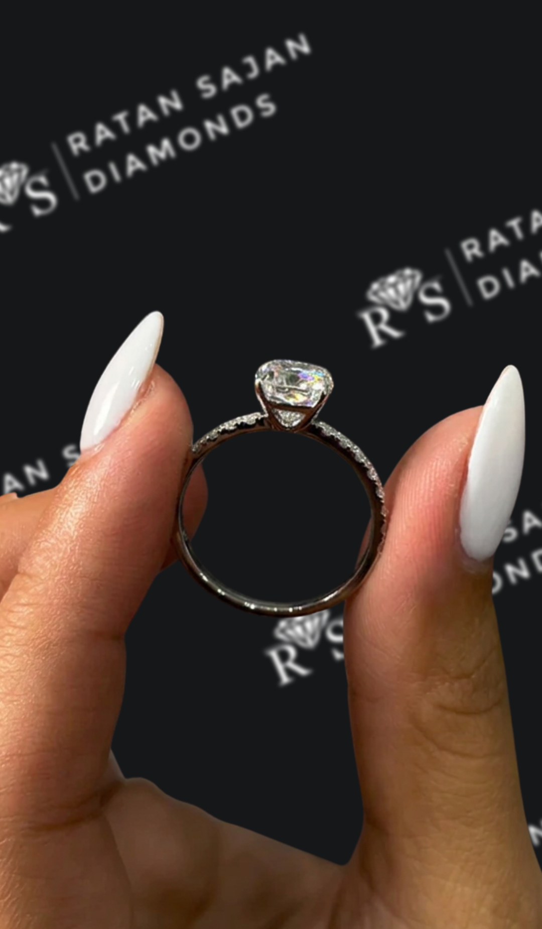 1.5 Carat Lab-Grown Diamond Band Engagement Ring - Cushion Diamond