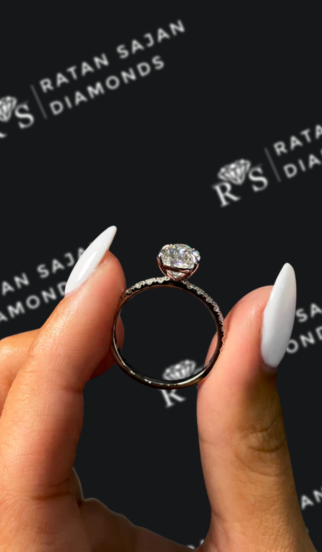 1.5 Carat Diamond Band Engagement Ring - Pear Diamond