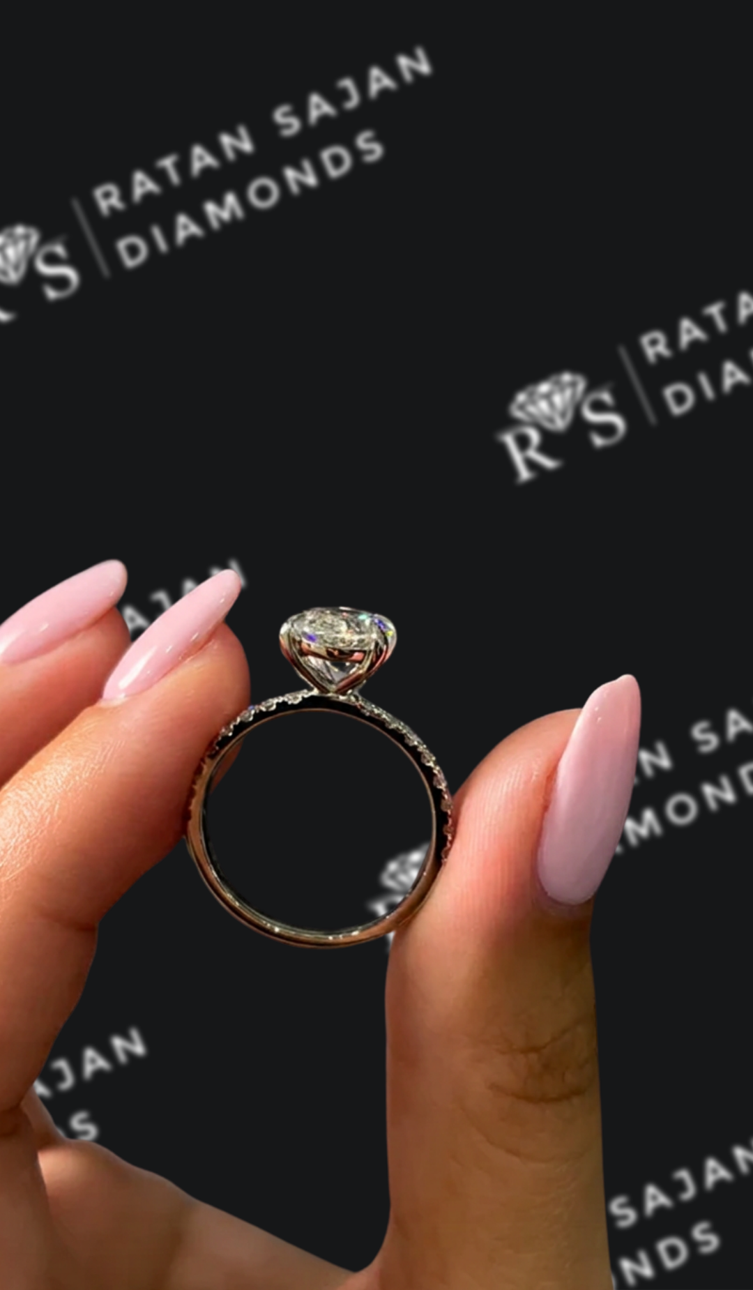 2 Carat Diamond Band Engagement Ring - Oval Diamond