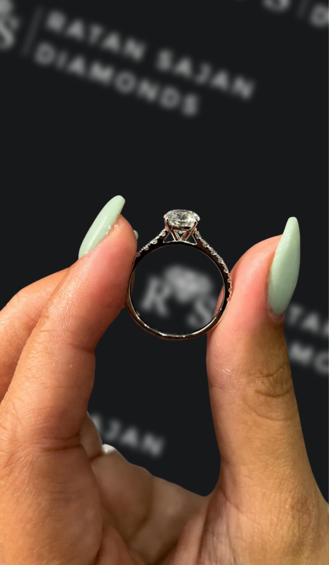 1 Carat Diamond Band Engagement Ring - Round Diamond