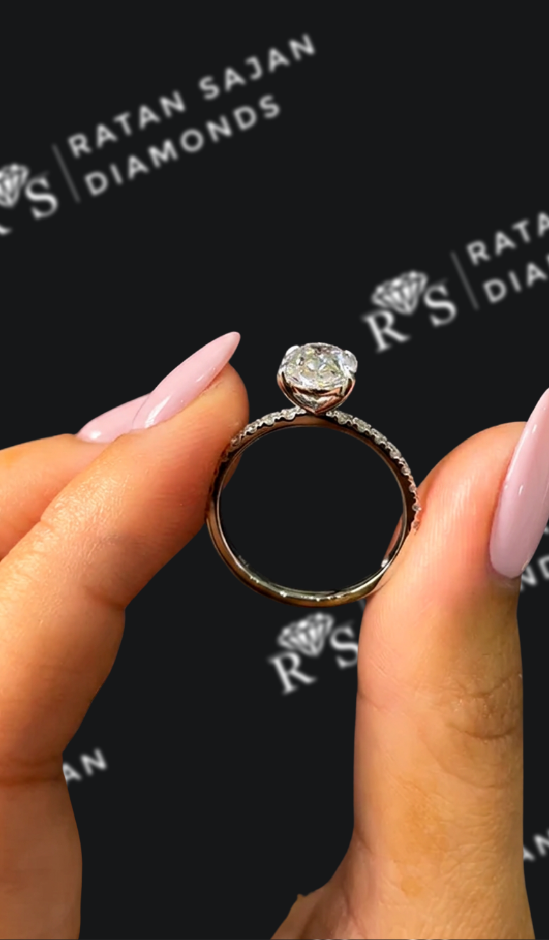 1.5 Carat Diamond Band Engagement Ring - Oval Diamond