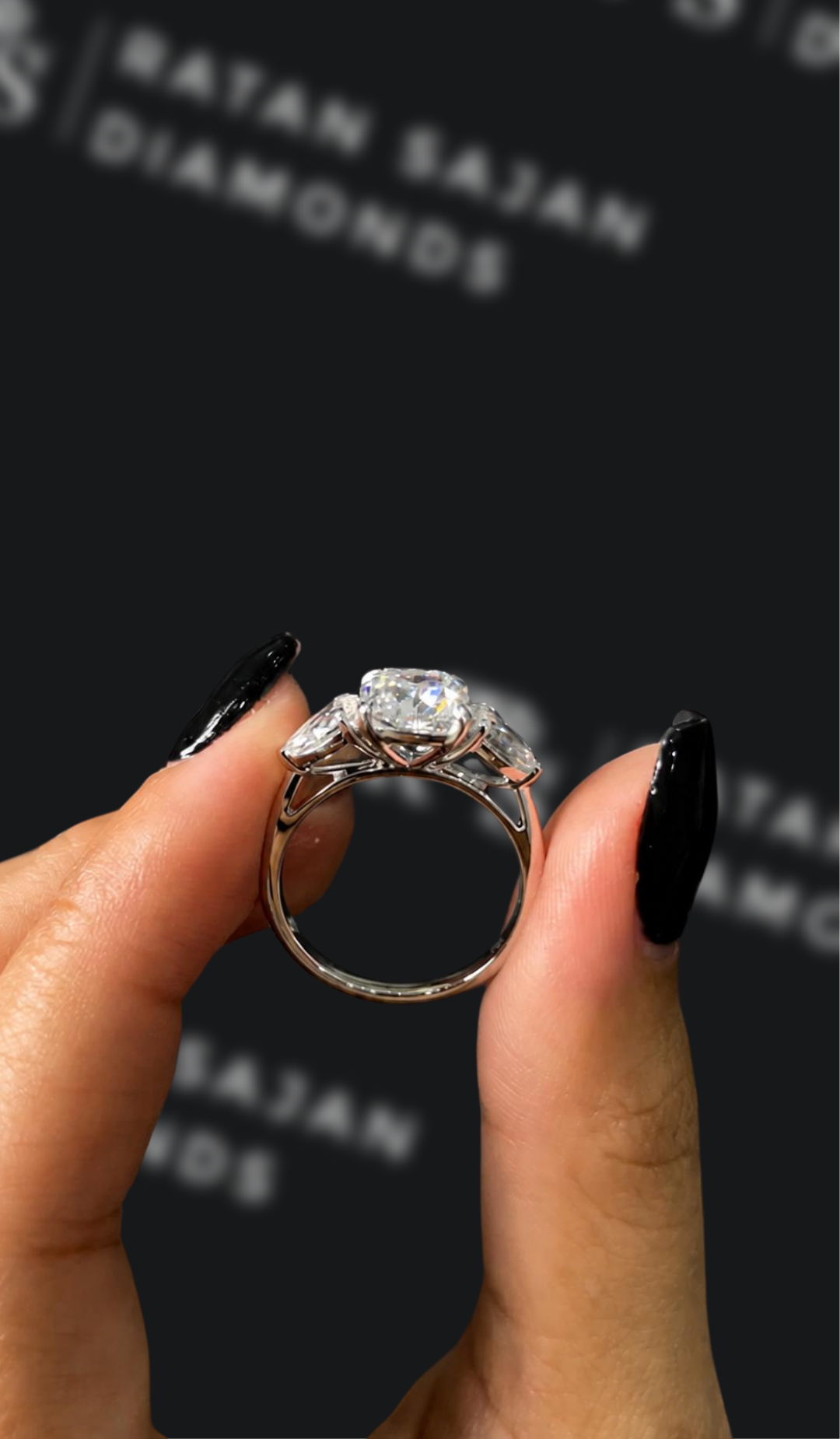 1 Carat Trilogy Engagement Ring - Emerald Diamond
