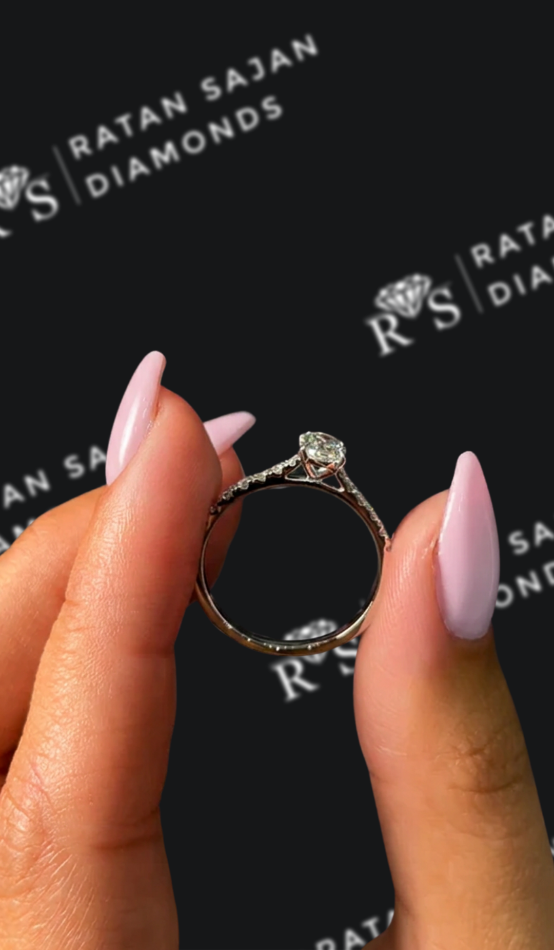 0.5 Carat Diamond Band Engagement Ring - Oval Diamond