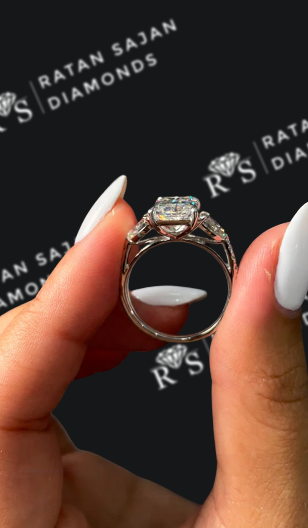 3 Carat Trilogy Engagement Ring - Radiant Diamond