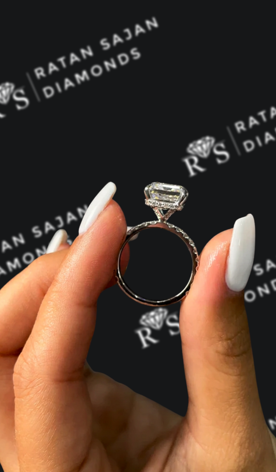 6 Carat Diamond Band Engagement Ring - Emerald Diamond