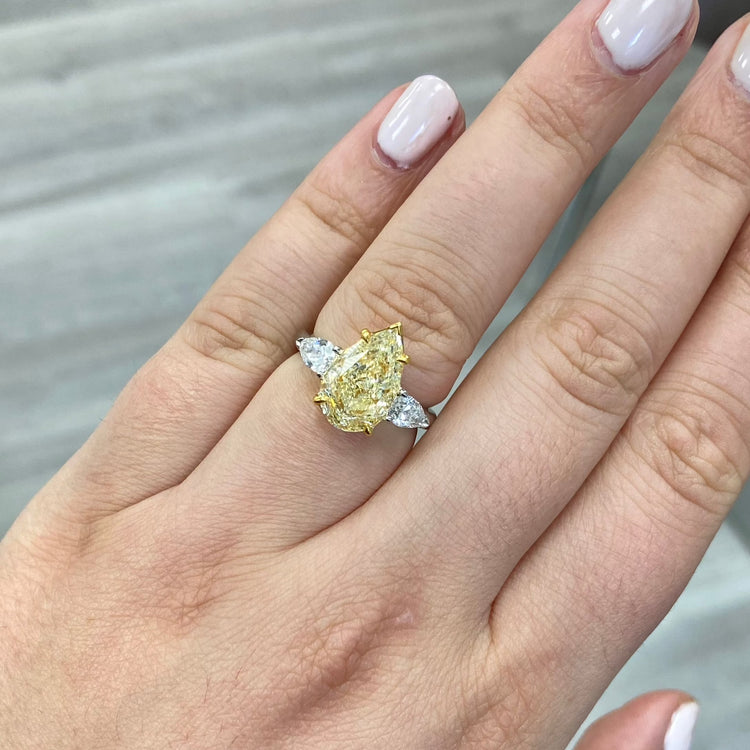 Light Yellow Pear Diamond Ring