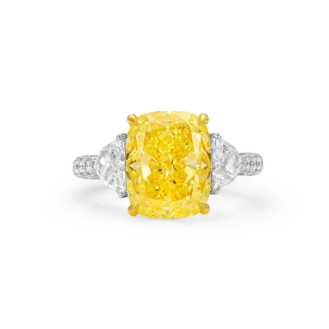 6ct Cushion Cut Fancy Yellow Diamond Ring