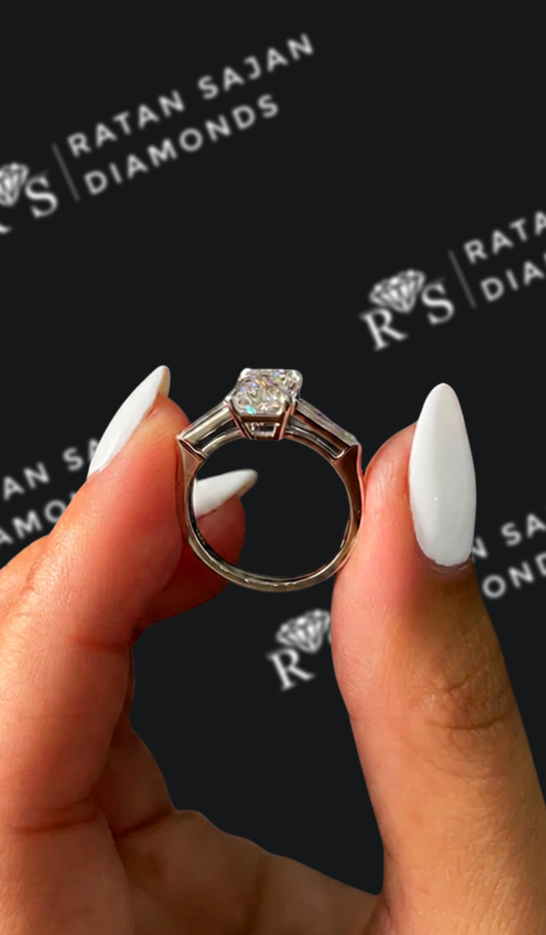 1 Carat Trilogy Engagement Ring - Radiant Diamond
