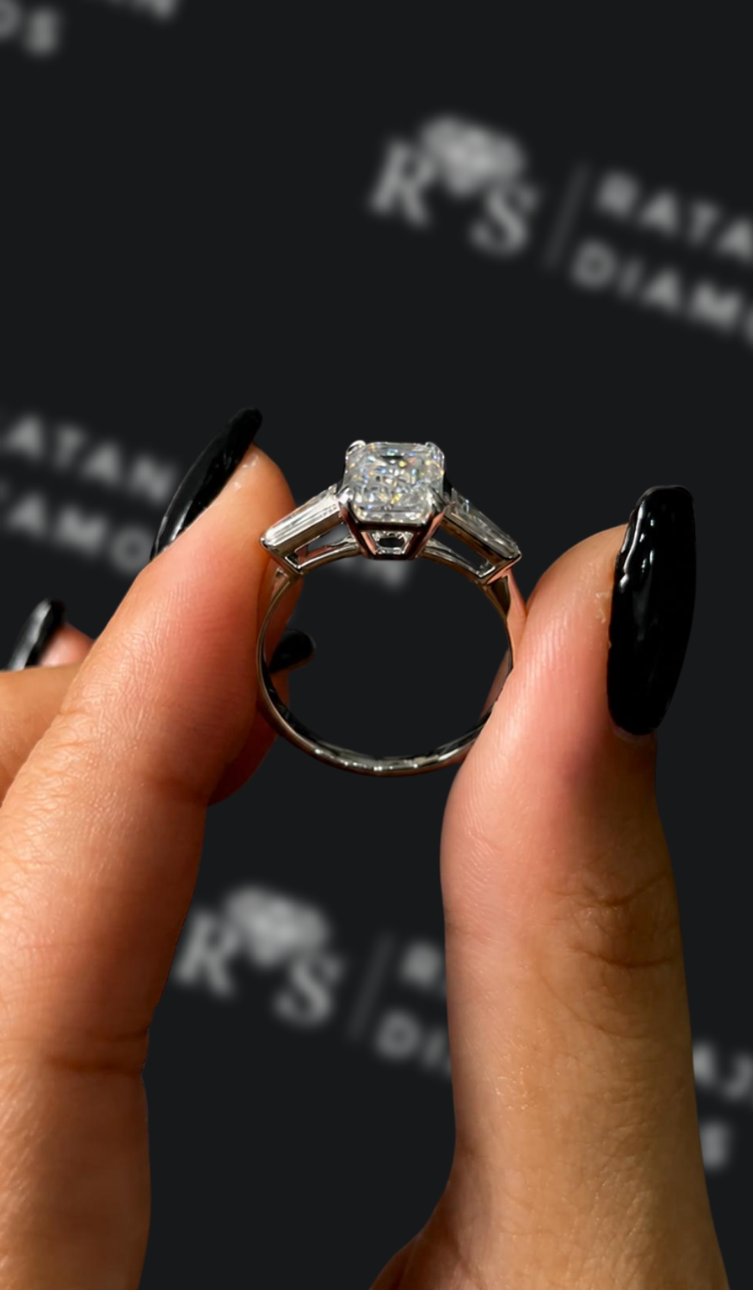 1.5 Carat Trilogy Engagement Ring - Emerald Diamond