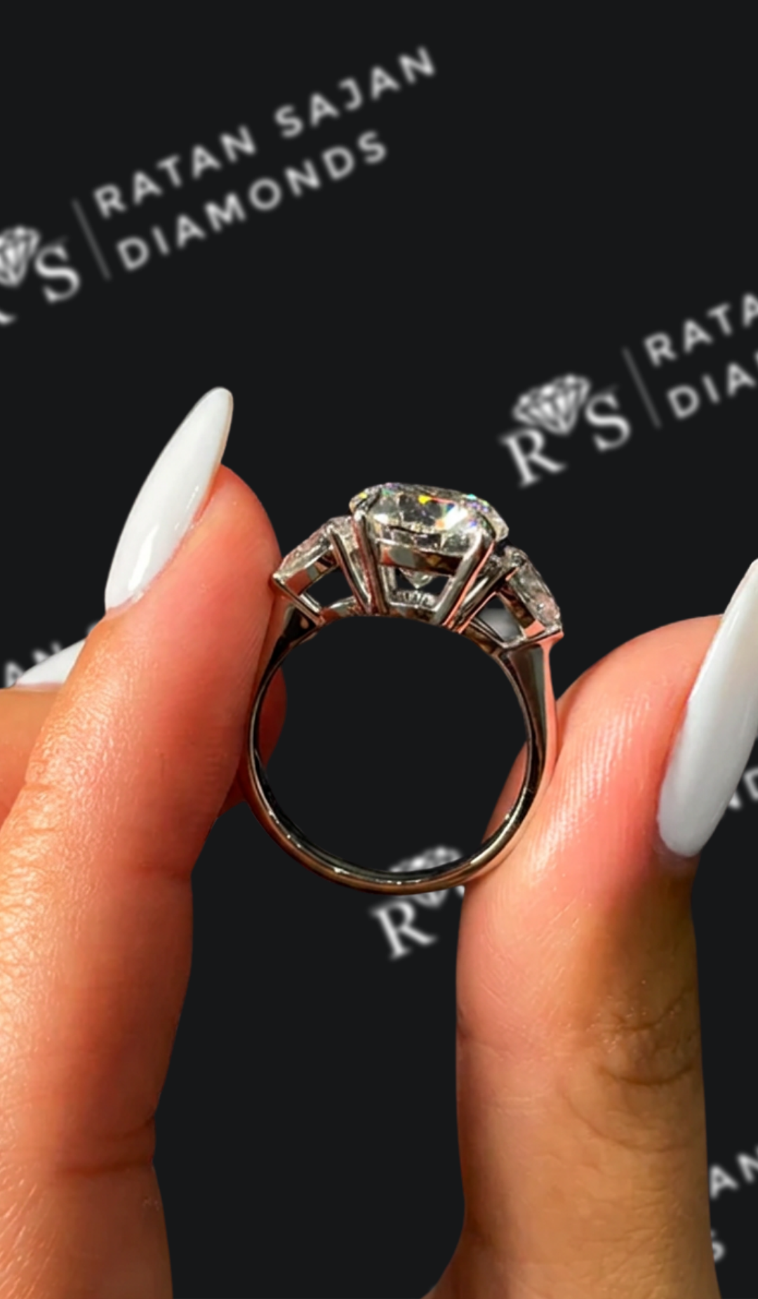 3 Carat Trilogy Engagement Ring - Round Diamond