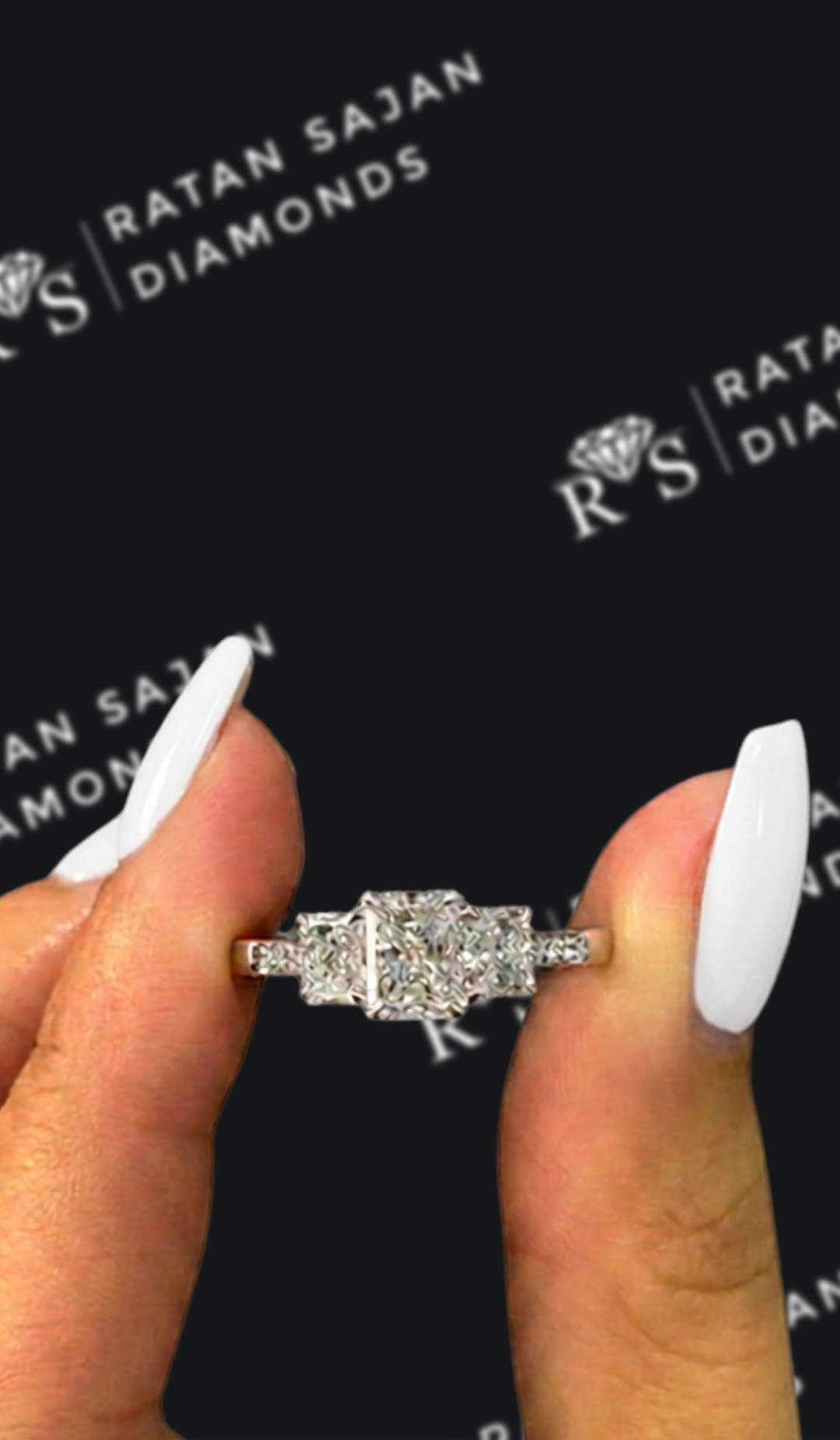 0.5 Carat Trilogy Engagement Ring - Radiant Diamond
